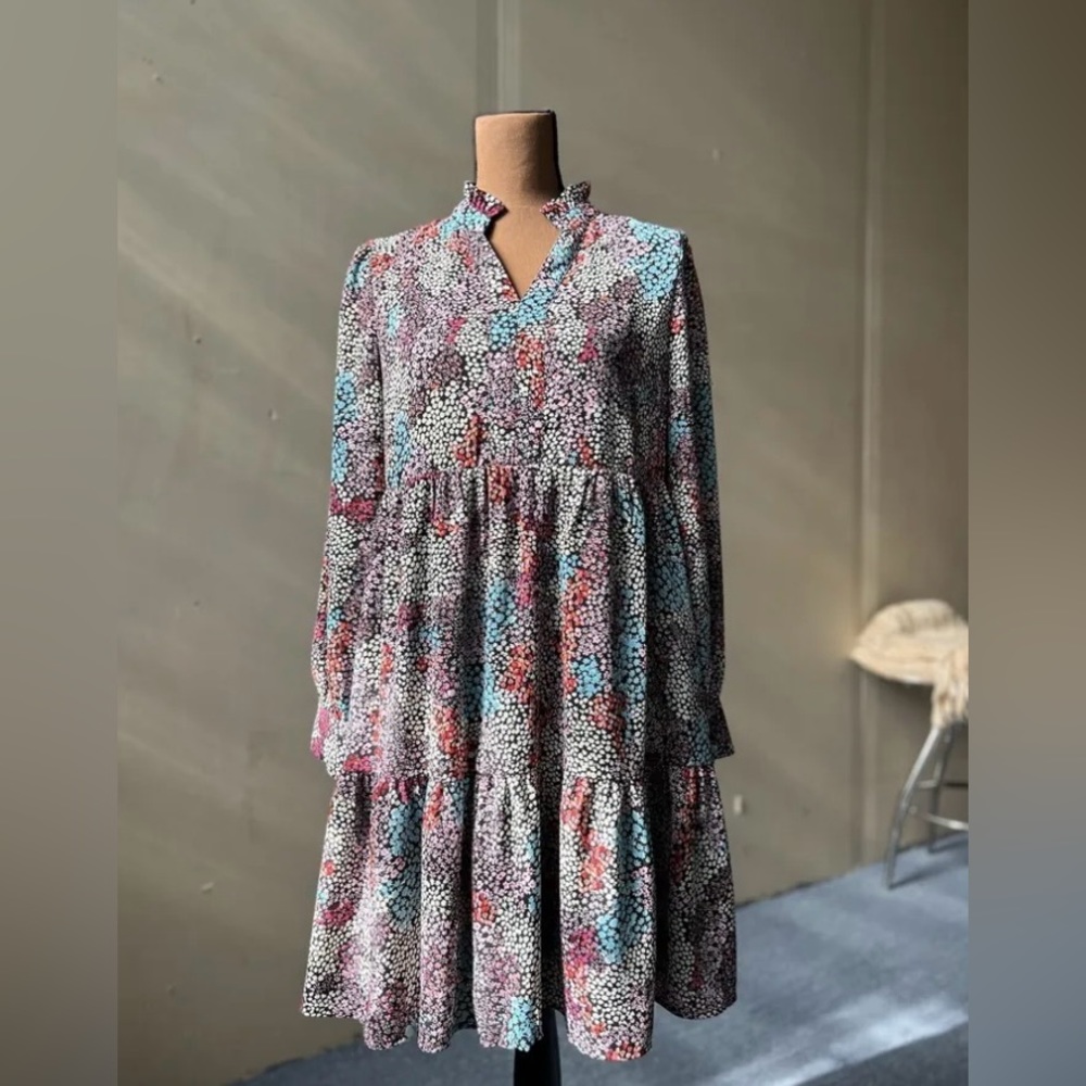 Bohemian women’s dress black multicolor dress